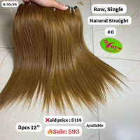 3pcs 12" Straight single drawn #6 color hair