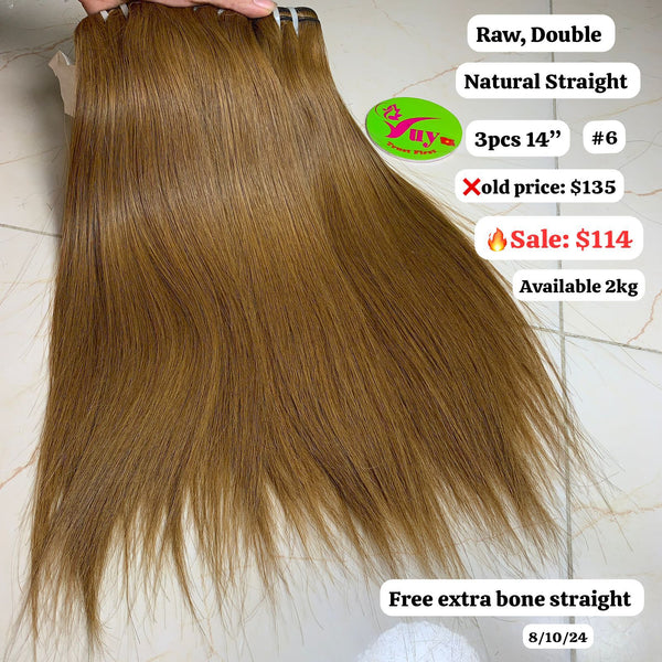 3pcs 14" Straight double drawn #6 color hair