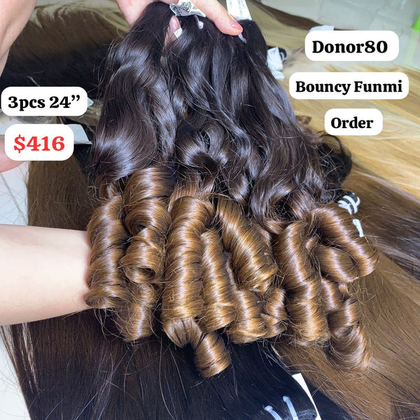 3pcs 24" single donor 80 ombre color hair