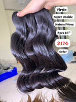 3pcs 16" Natural wave super double drawn virgin hair