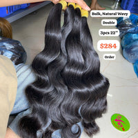 3pcs 22" Bulk Natural wave double drawn hair