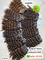 10pcs 12" Deep wave brown color hair