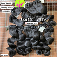 10pcs 14" Bouncy wave double drawn raw hair