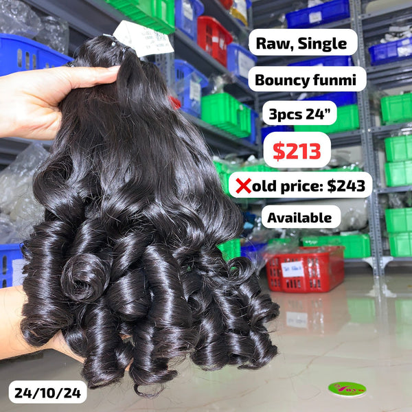 3pcs 24" Bouncy funmi single drawn raw hair