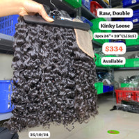 3pcs 24" and 20" 5x5 closure Kinky loose curly double drawn raw hair