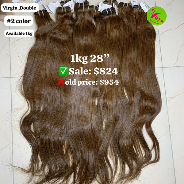 10pcs 28" Straight double drawn #2 color virgin hair