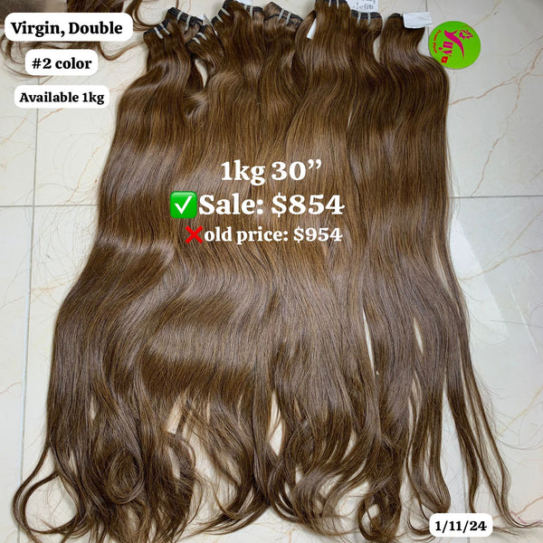 10pcs 30" Straight double drawn #2 color virgin hair