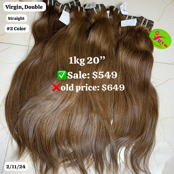 10pcs 20" Straight double drawn #2 color virgin hair