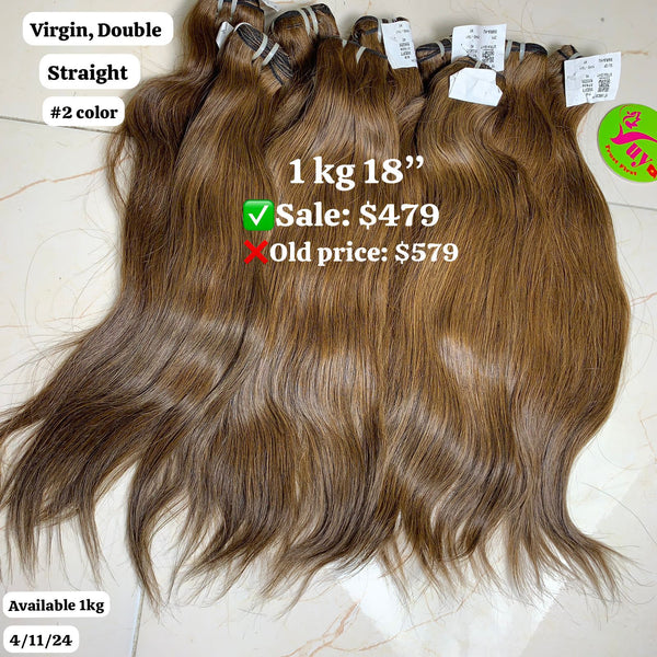 10pcs 18" Straight double drawn #2 color virgin hair