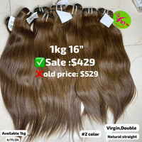 10pcs 16" Straight double drawn #2 color virgin hair