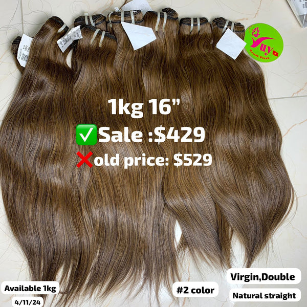 10pcs 16" Straight double drawn #2 color virgin hair