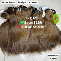 10pcs 12" Straight double drawn #2 color virgin hair