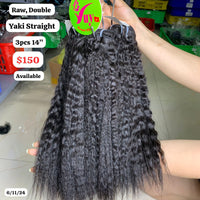 3pcs 14" Yaki straight double drawn raw hair