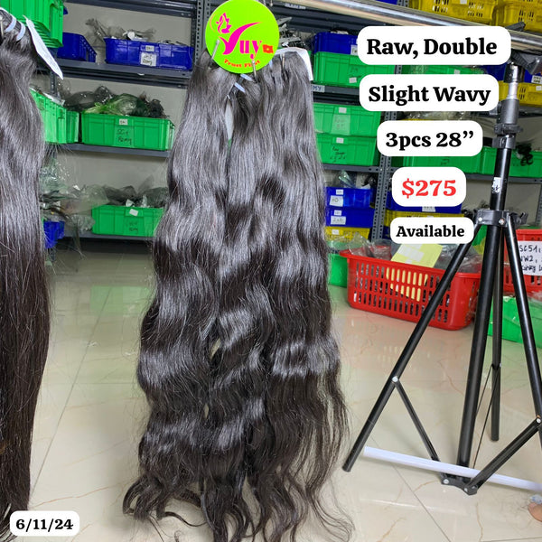 3pcs 28" Slight wavy double drawn raw hair