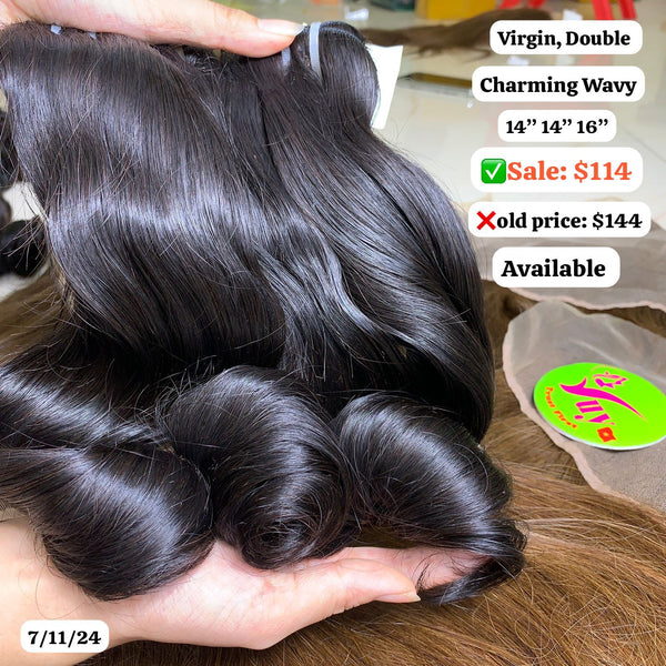 14"14"16" Charming wave double drawn virgin hair