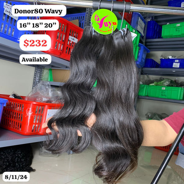 16"18"20" Wavy single donor hair