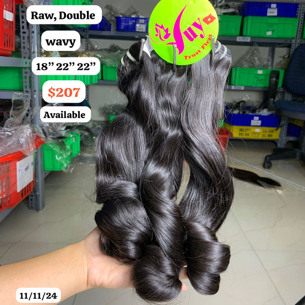 18"22"22" Wave double drawn raw hair