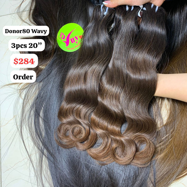 3pcs 20" Wave single donor ombre brown hair