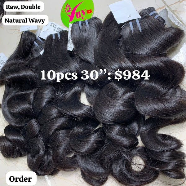 10pcs 30" Natural wave double drawn raw hair