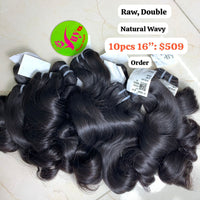 10pcs 16" Natural wave double drawn raw hair