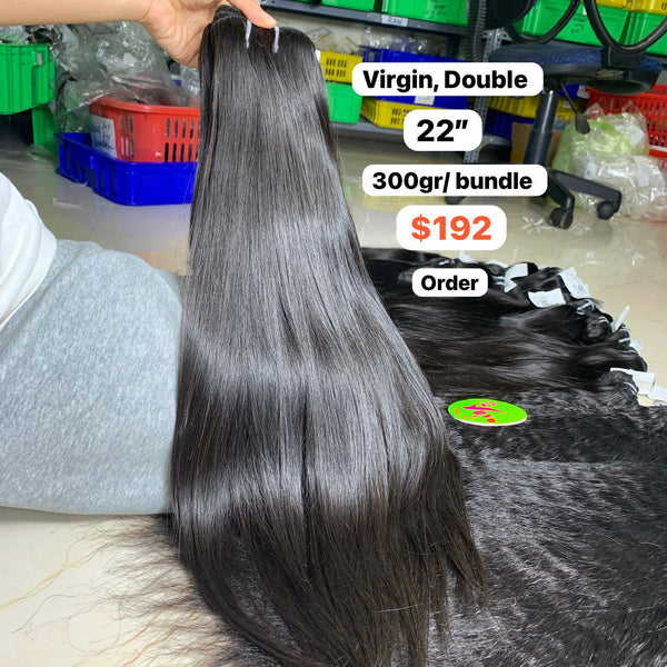 1 bundle 22" Straight double drawn virgin hair (300g/bundle)