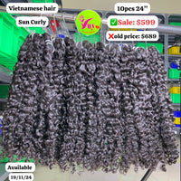 10pcs 24" Sun curly Vietnamese hair