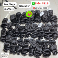 20pcs 14" Sea wavy single drawn raw hair