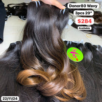 3pcs 20" Wavy ombre brown donor hair