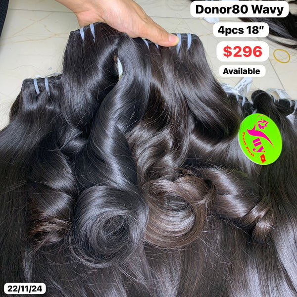 4pcs 18" Wavy donor hair