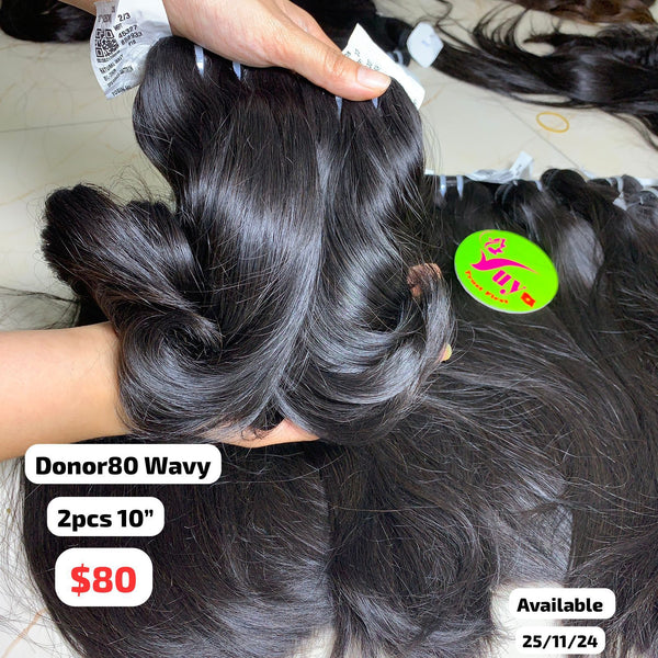 2pcs 10" Wavy donor hair