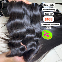 3pcs 14" Natural wave double drawn raw hair high quality