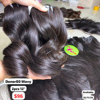 2pcs 12" Wavy donor hair