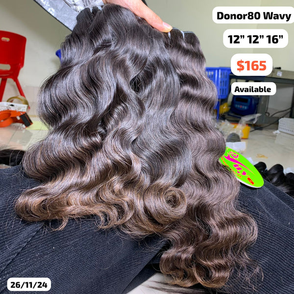 12"12"16" Wavy donor brown hair