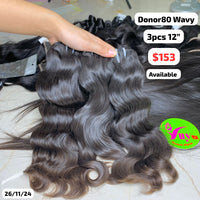 3pcs 12" Wavy donor brown tip hair