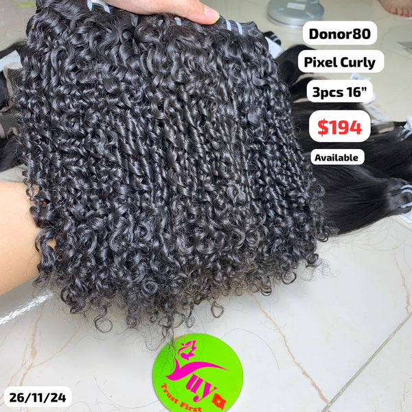 3pcs 16" Pixel curly donor hair