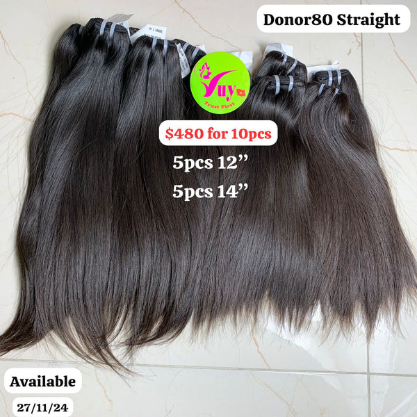 5pcs 12" and 5pcs 14" straight single donor hair (10pcs total)