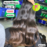 3pcs 20" Wavy single donor hair brown tip color