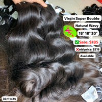 18"18"20" Natural wave super double drawn virgin hair