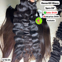 3pcs 28" Wavy single donor hair