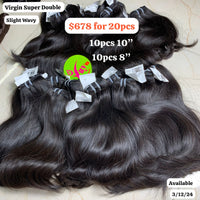 10pcs 8" and 10pcs 10" Slight wave super double drawn virgin hair