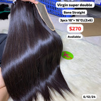 3pcs 18" and 16" 2x6 closure Bone straight super double drawn virgin hair