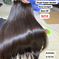 3pcs 18" Bone straight super double drawn virgin hair