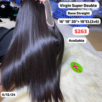 16"18"20" and 18" 2x6 closure Bone straight super double drawn virgin hair