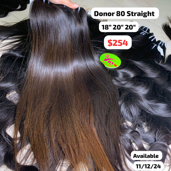 18"20"20" Straight single donor hair brown color