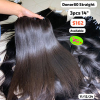 3pcs 14" Straight single donor hair