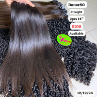 2pcs 14" Straight single donor hair