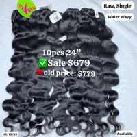 10pcs 24" Water wave single drawn raw hair