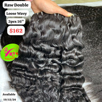 3pcs 16" Loose wave double drawn raw hair