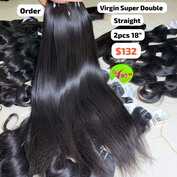 2pcs 18" Straight super double drawn virgin hair