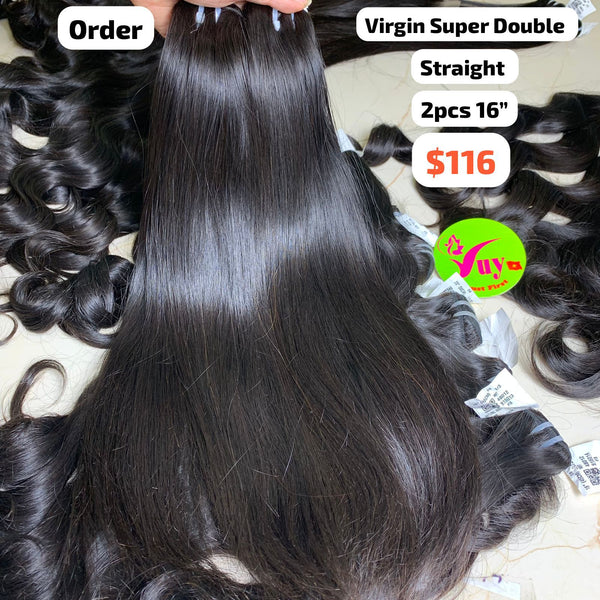 2pcs 16" Straight super double drawn virgin hair